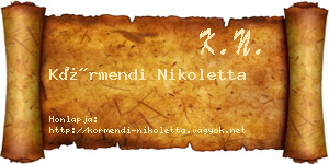Körmendi Nikoletta névjegykártya