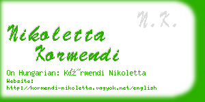 nikoletta kormendi business card